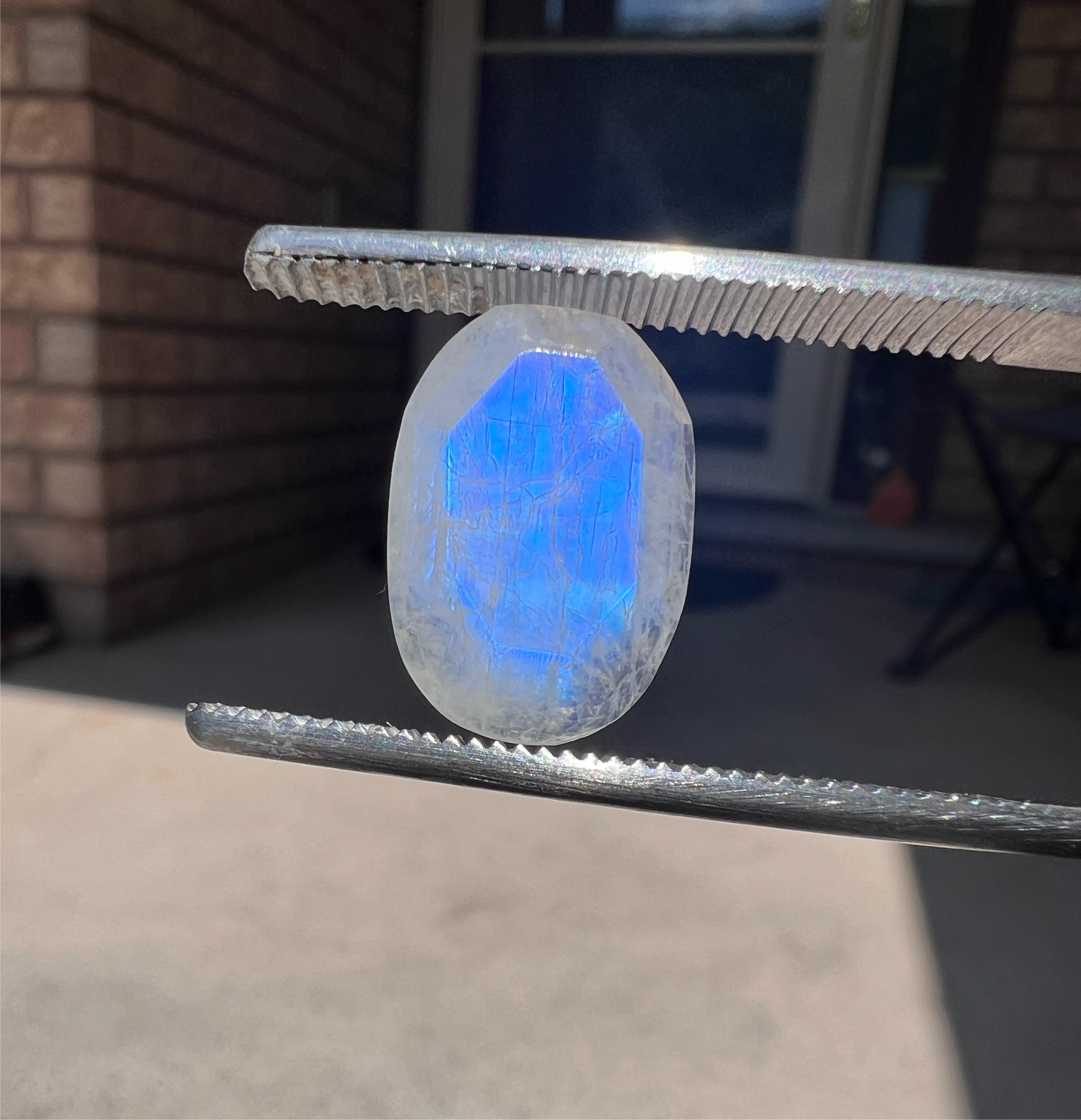 Faceted moonstone cabochon