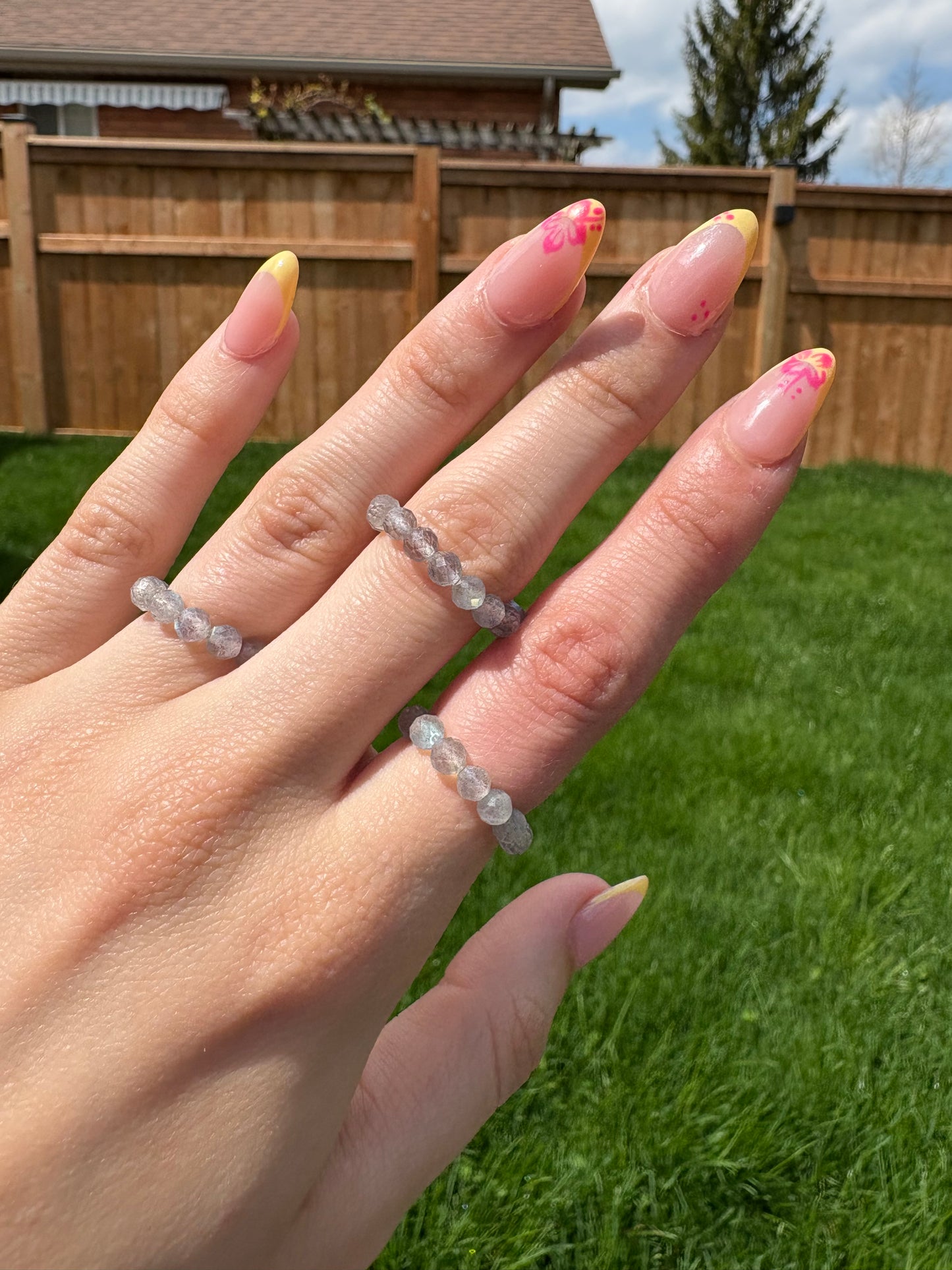 Labradorite faceted beaded ring