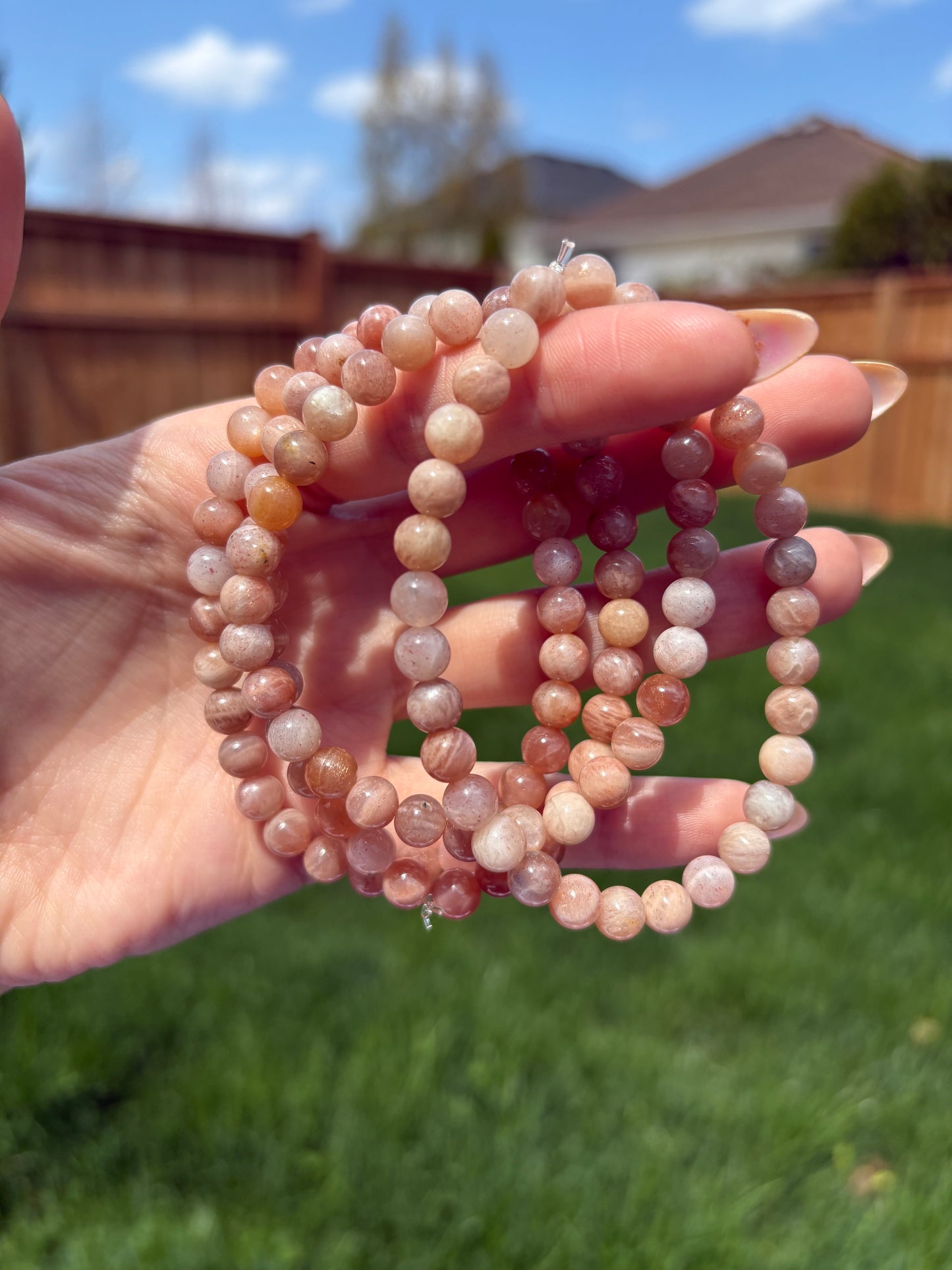 Peach moonstone bracelets
