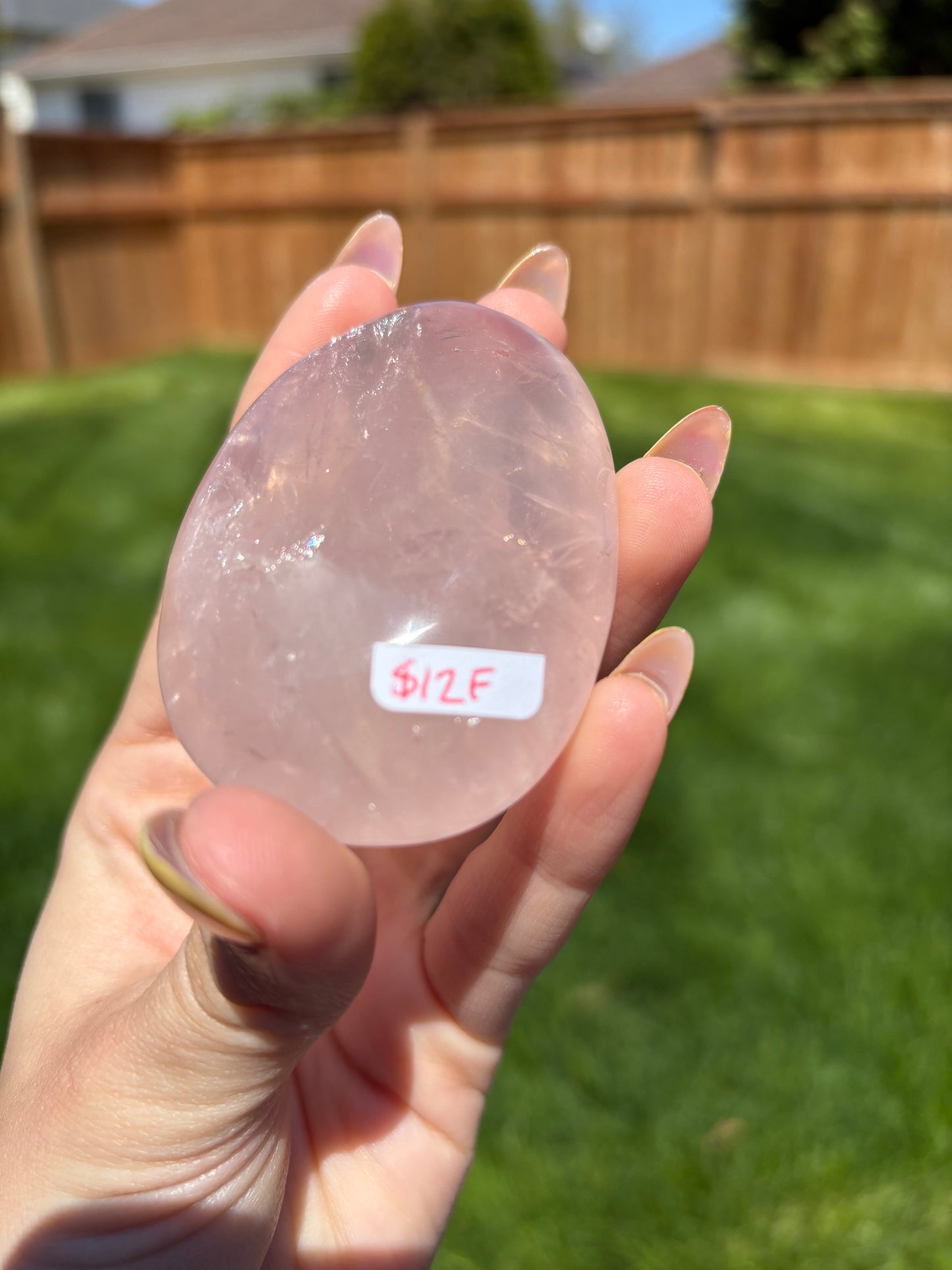 Rose quartz palmstone 12F