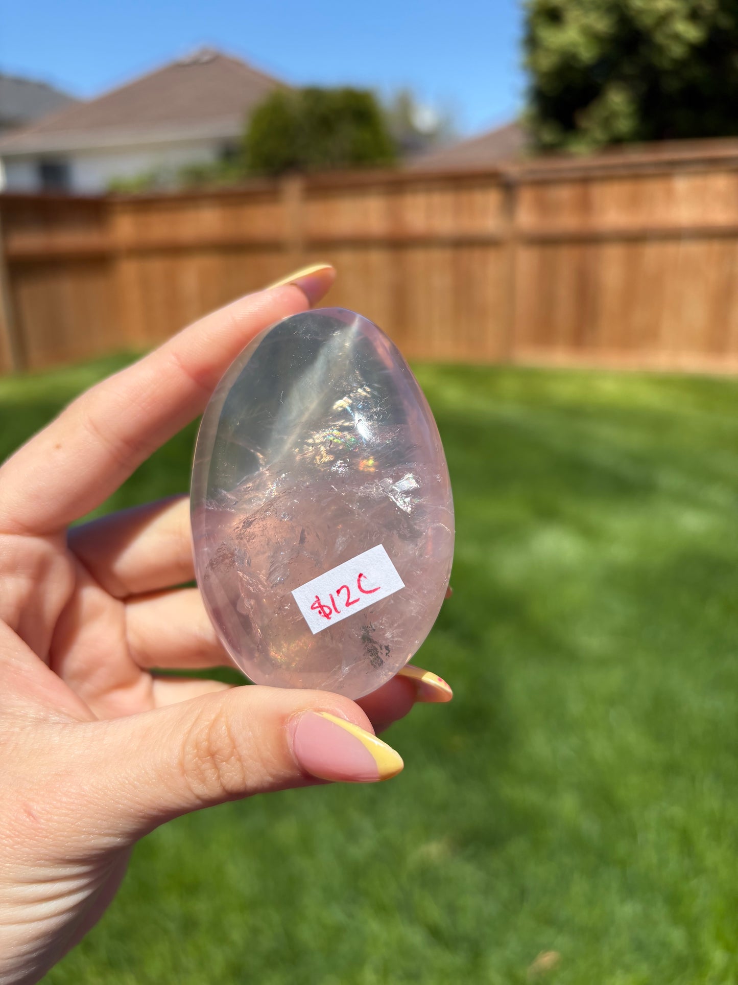 Rose quartz palmstone 12C