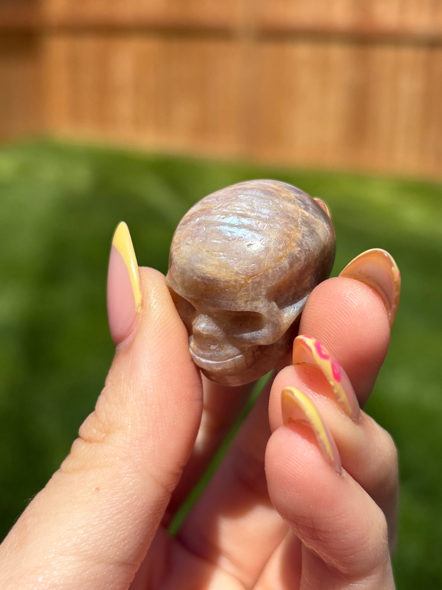 Peach Moonstone skulls