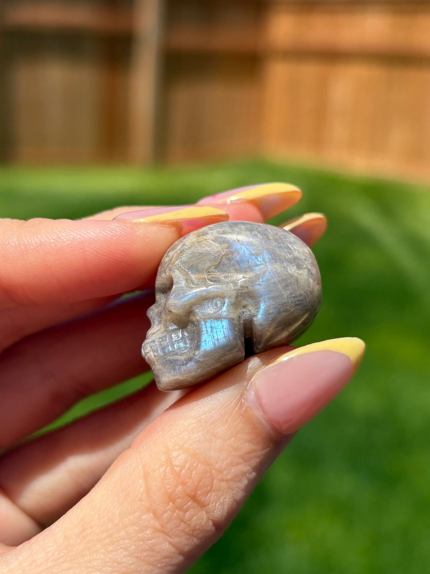 Peach Moonstone skulls