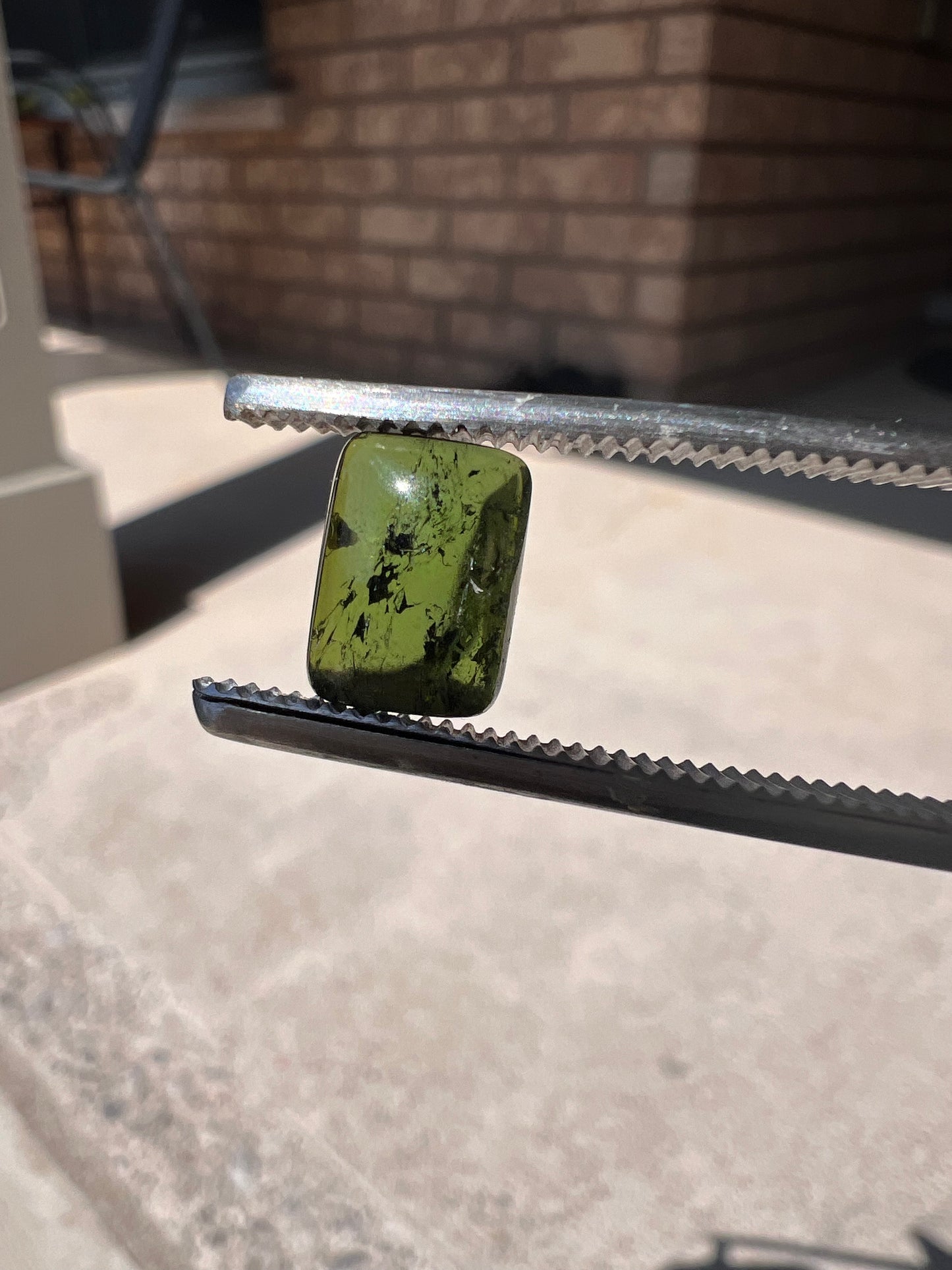 Green rectangle tourmaline cabochon