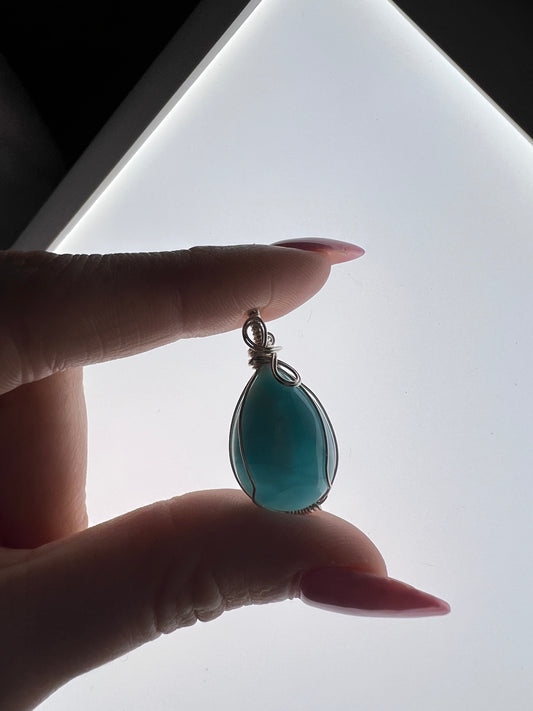 Larimar pendant wrapped in 925 silver