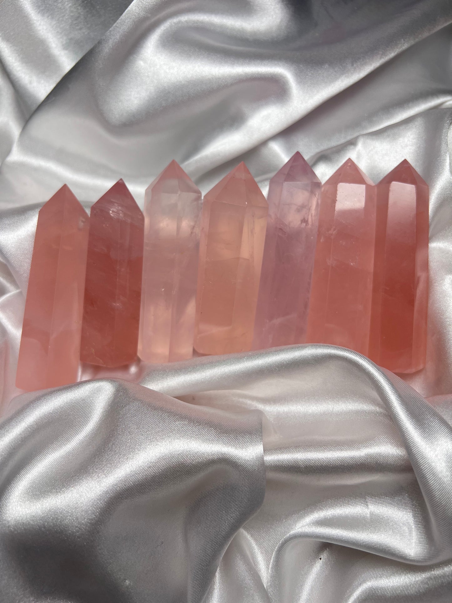 Juicy rose quartz towers
