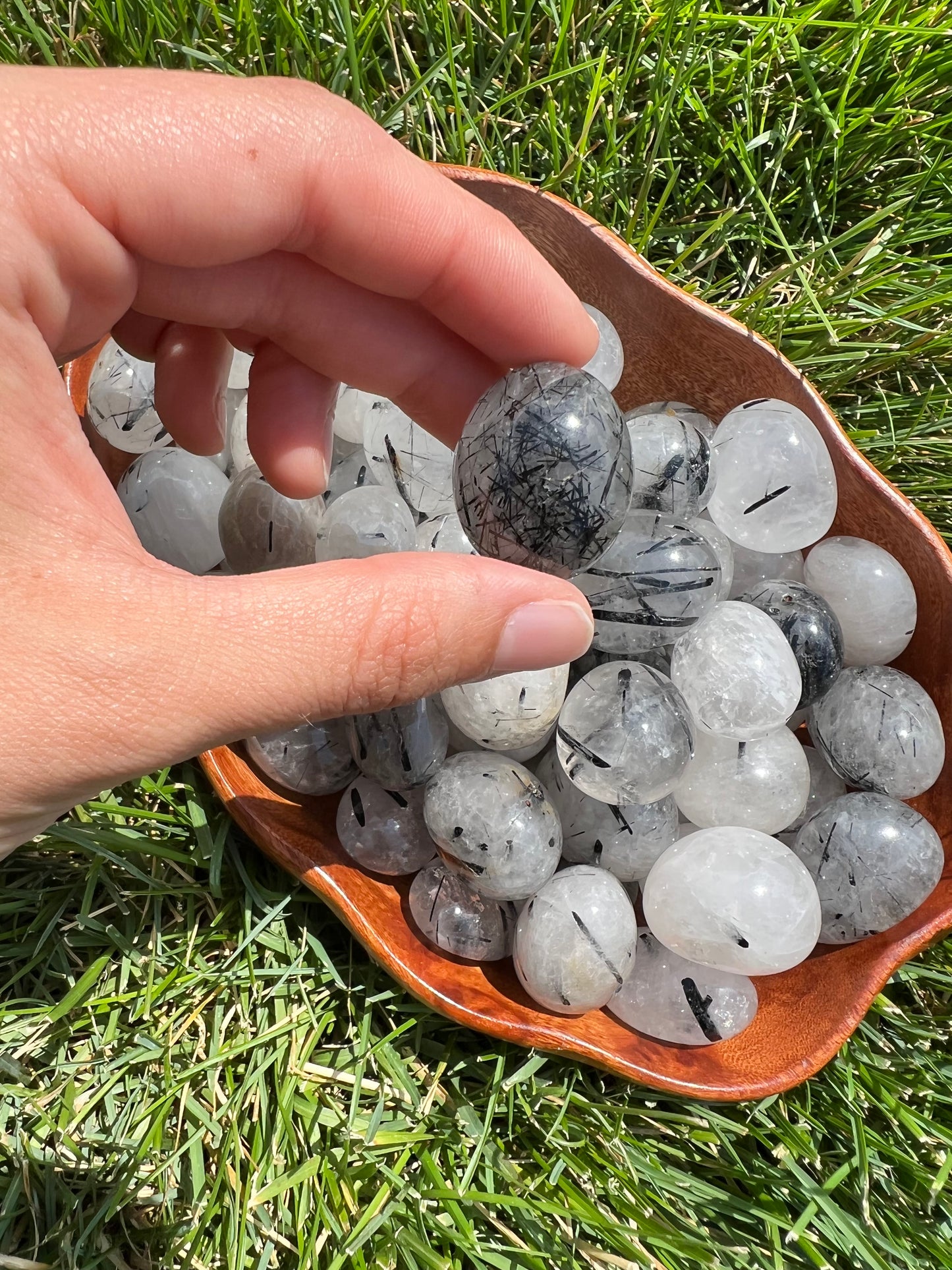 Tourmaline quartz tumbles