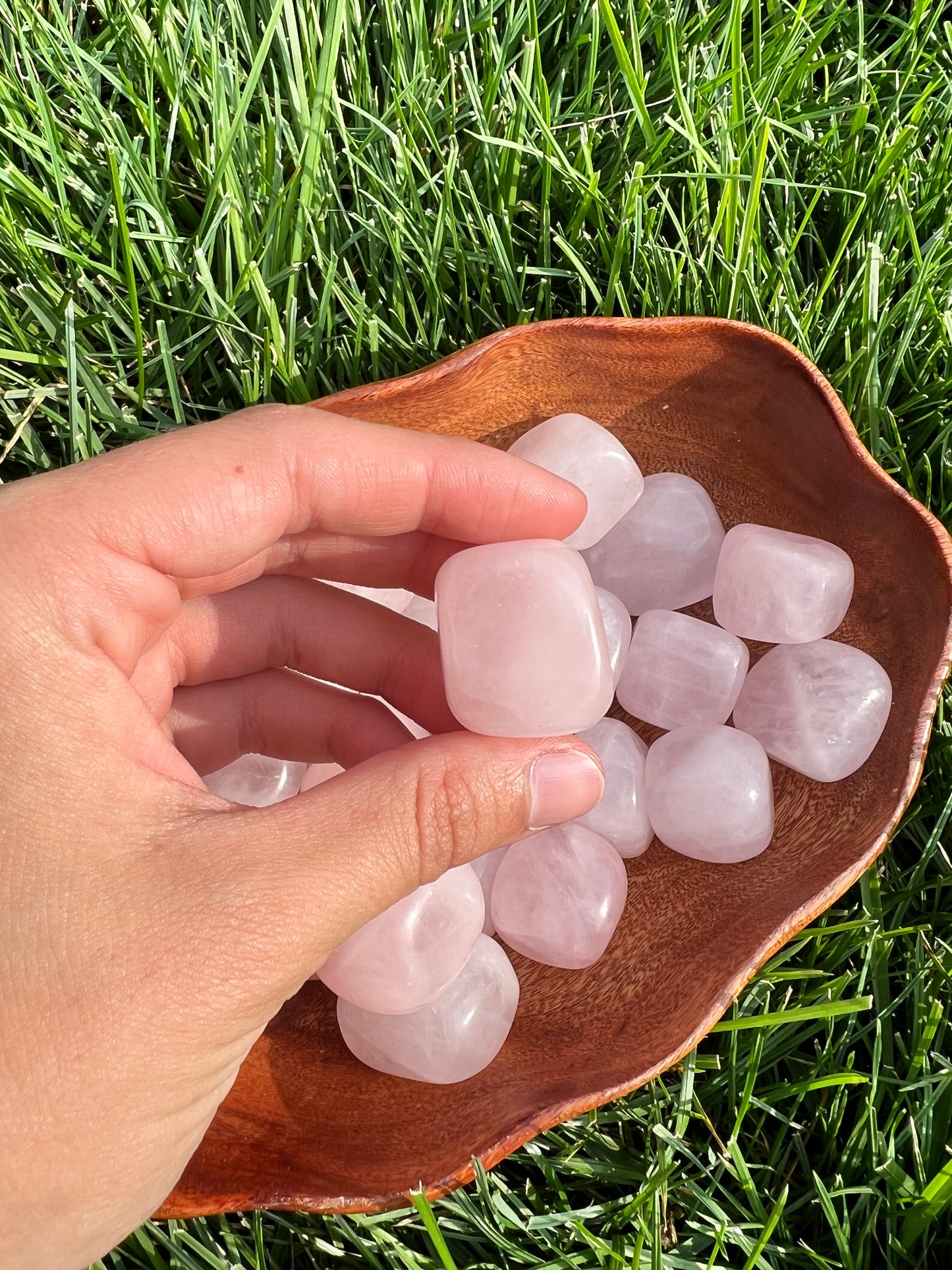 Rose quartz tumbles