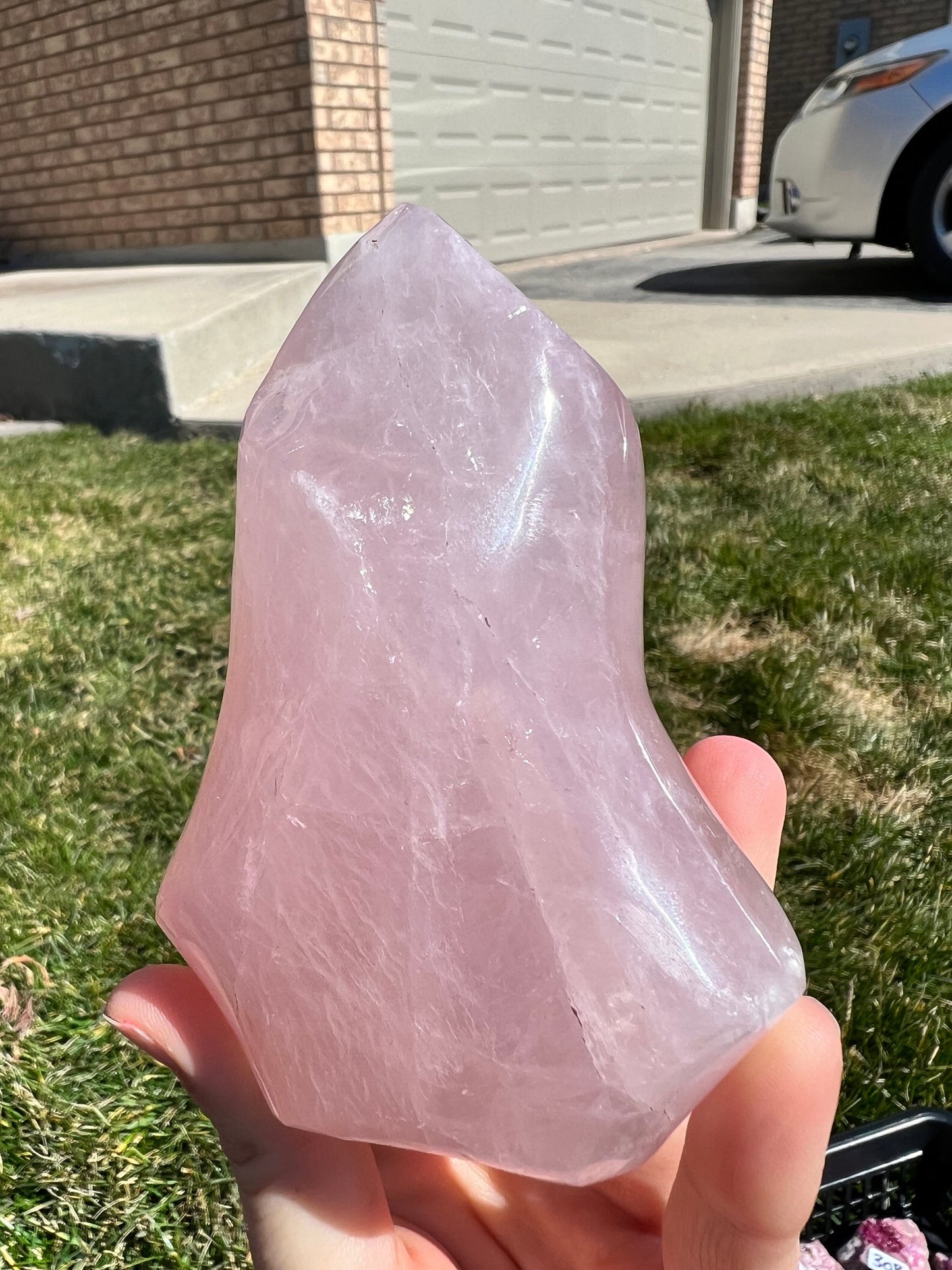 Rose quartz freeform flame
