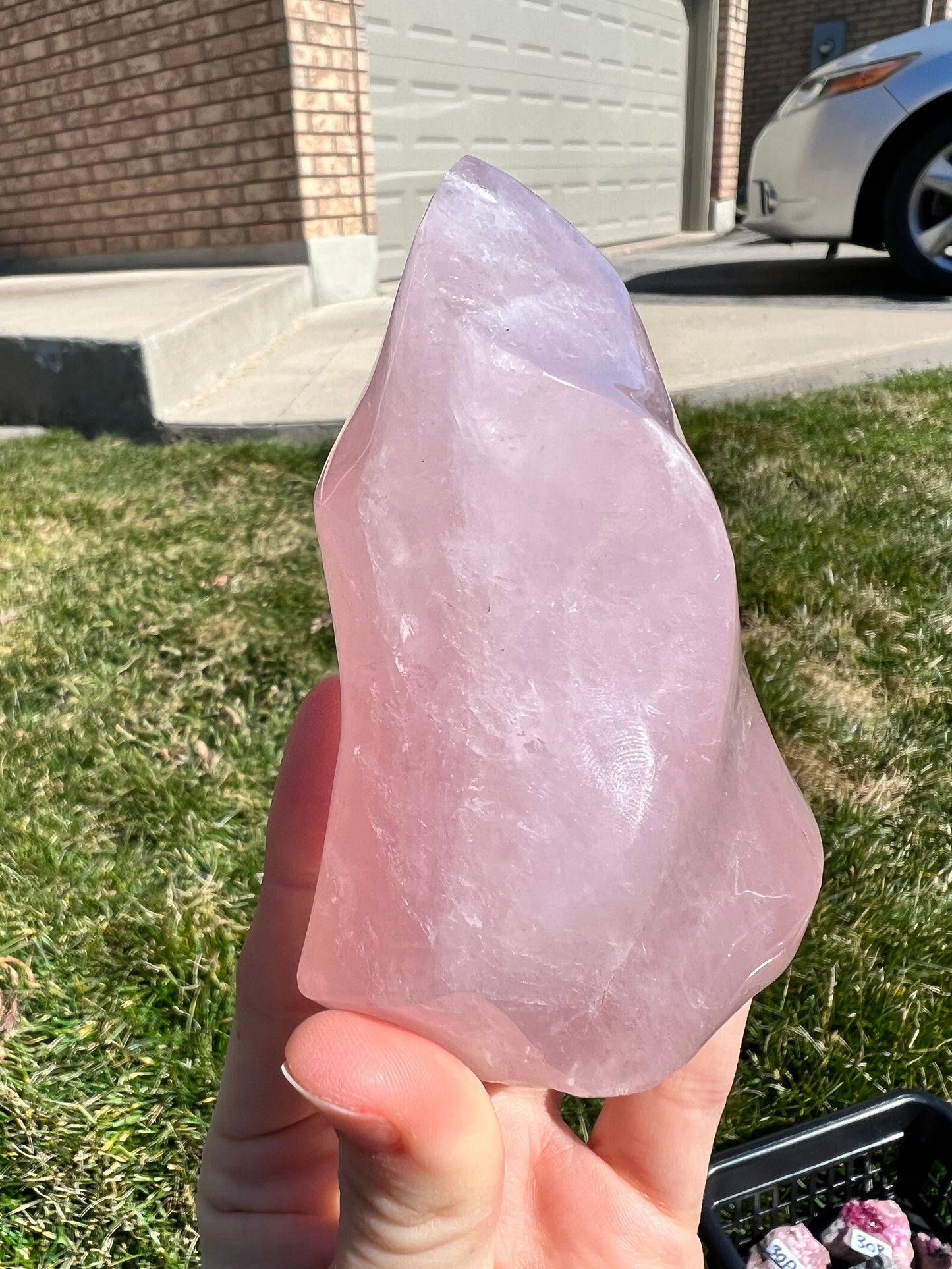 Rose quartz freeform flame
