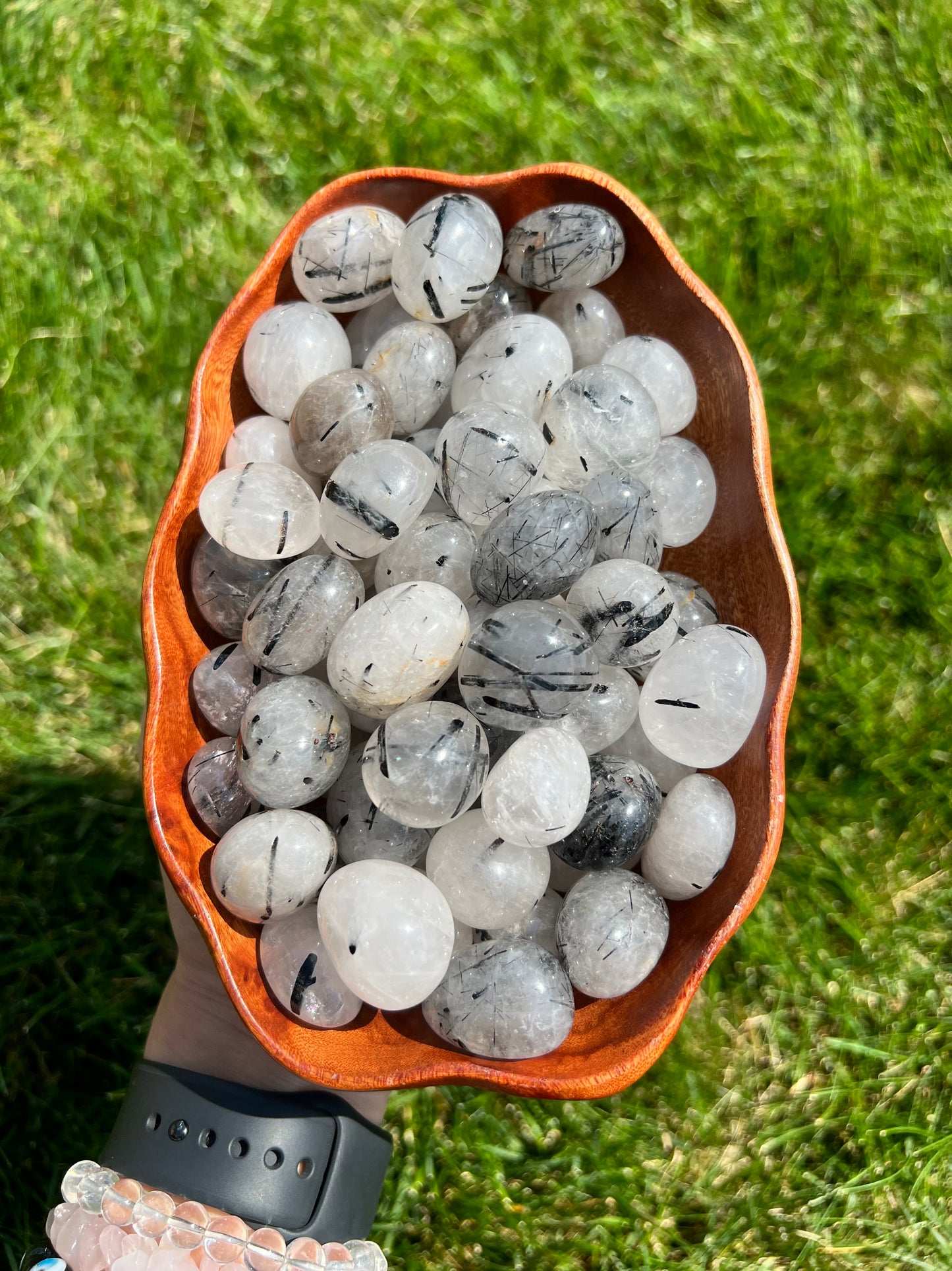 Tourmaline quartz tumbles