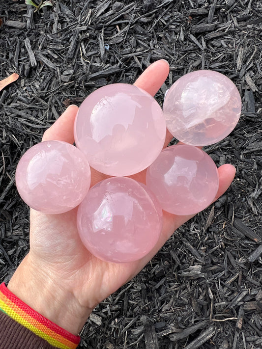 Star rose quartz spheres (LARGER)