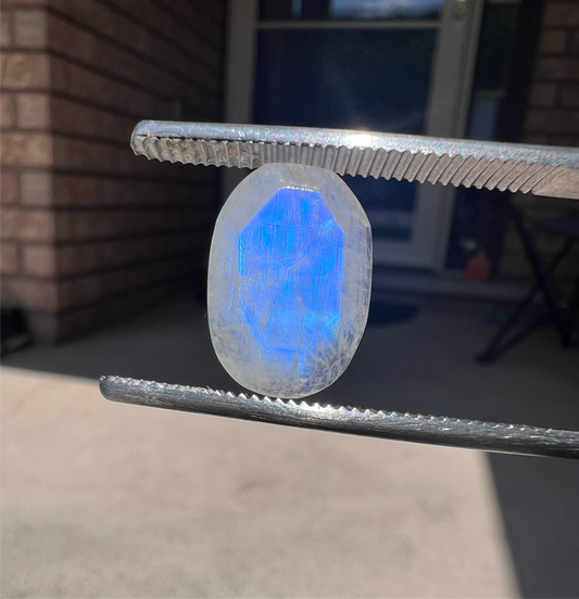 Faceted moonstone cabochon