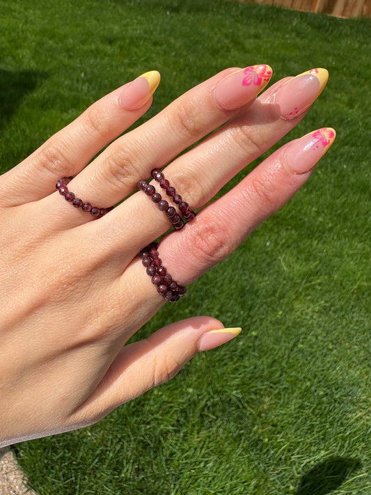 Garnet beaded rings