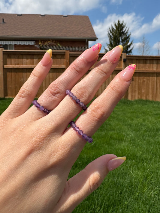 Amethyst faceted beaded ring