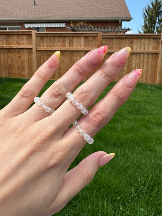 Rainbow moonstone faceted rings