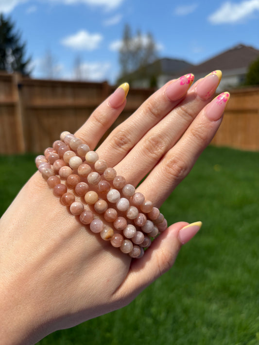 Peach moonstone bracelets