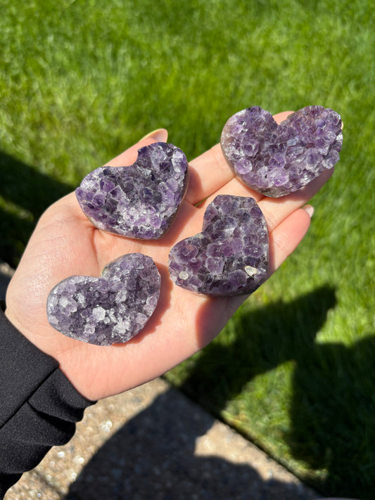 Amethyst cluster hearts
