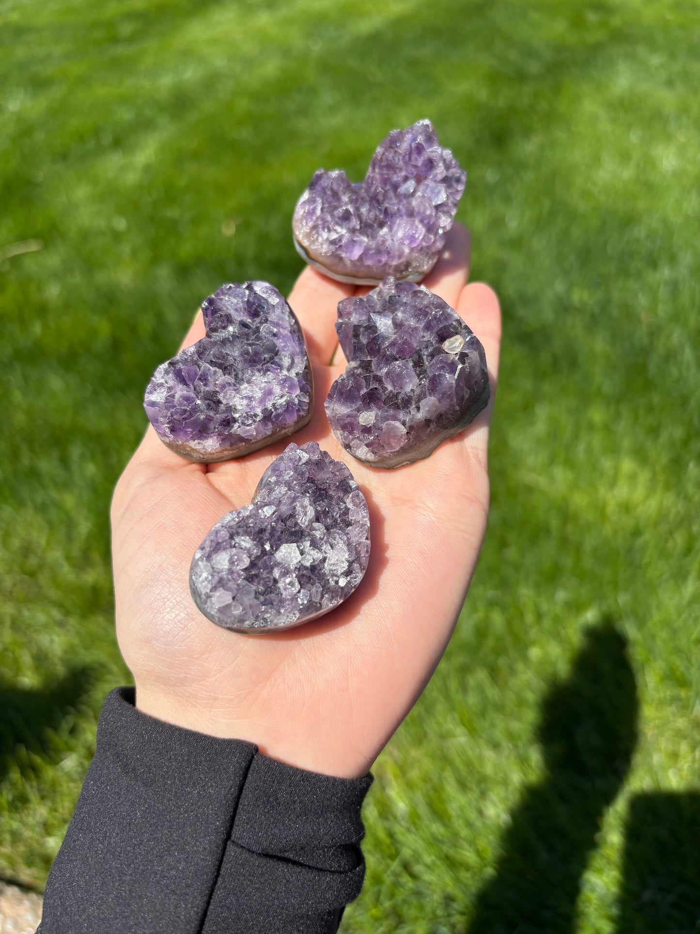 Amethyst cluster hearts