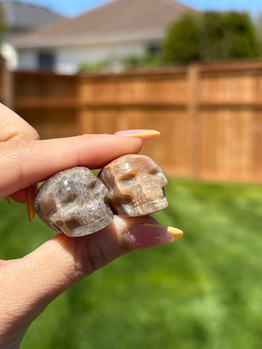 Peach Moonstone skulls