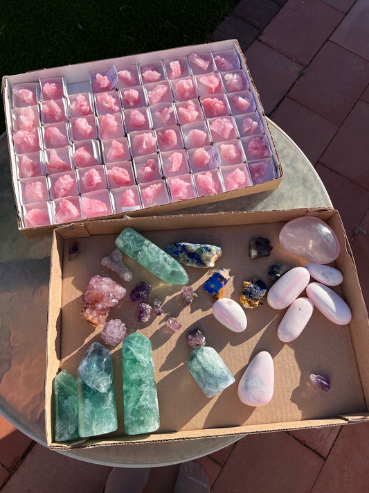 Pink hailite specimens