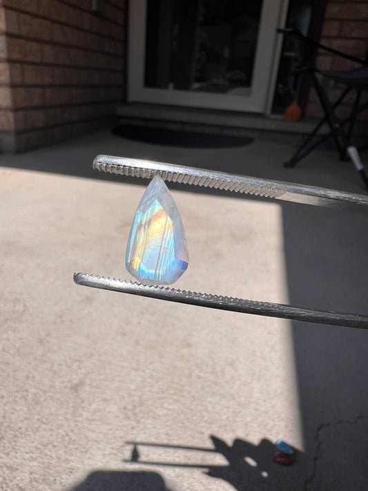 Faceted pear moonstone cabochon