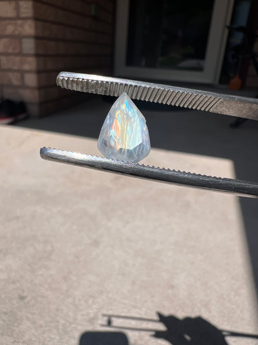 Mini faceted moonstone pear cabochon