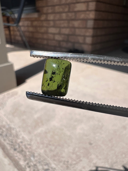 Green rectangle tourmaline cabochon
