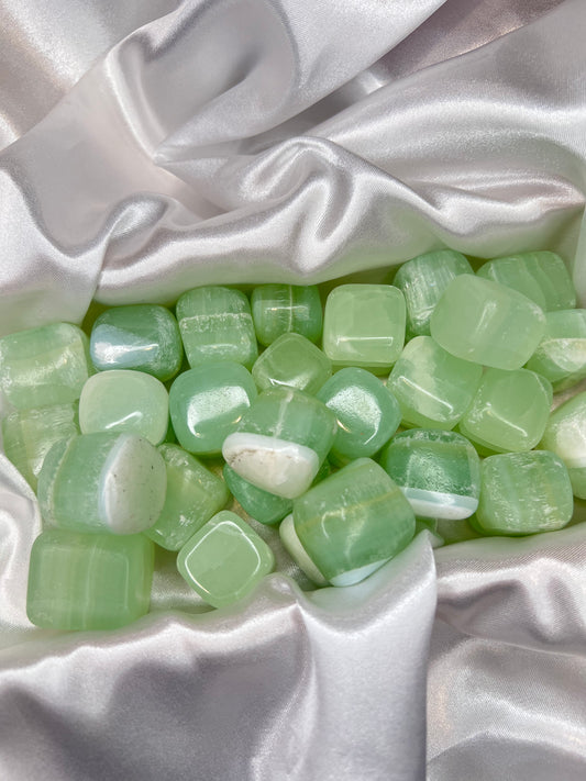 Pistachio calcite tumbles ￼
