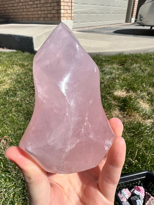 Rose quartz freeform flame
