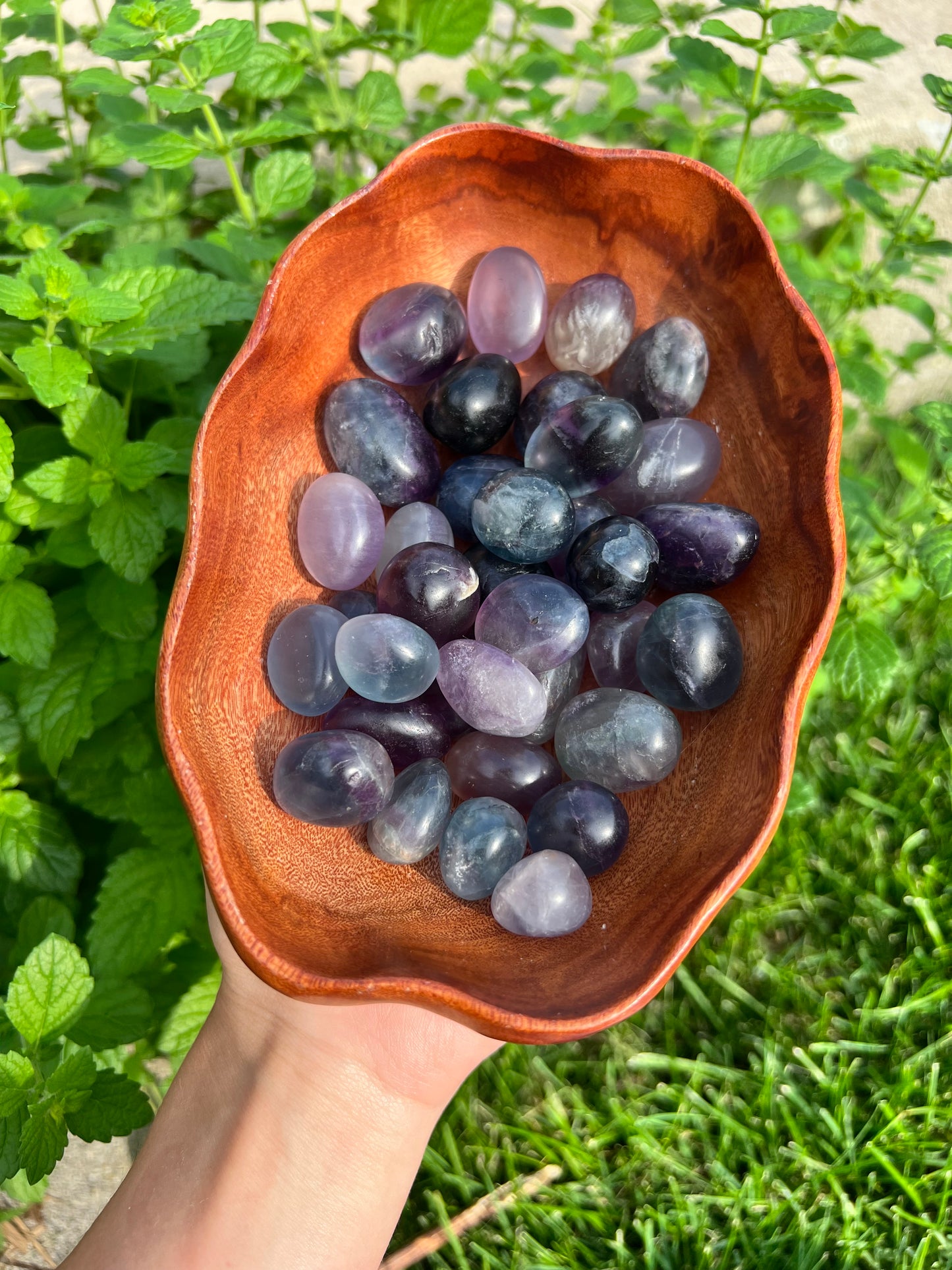 Fluorite tumbles
