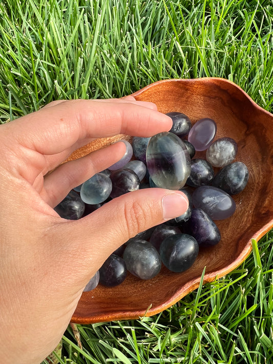 Fluorite tumbles