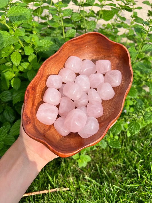 Rose quartz tumbles
